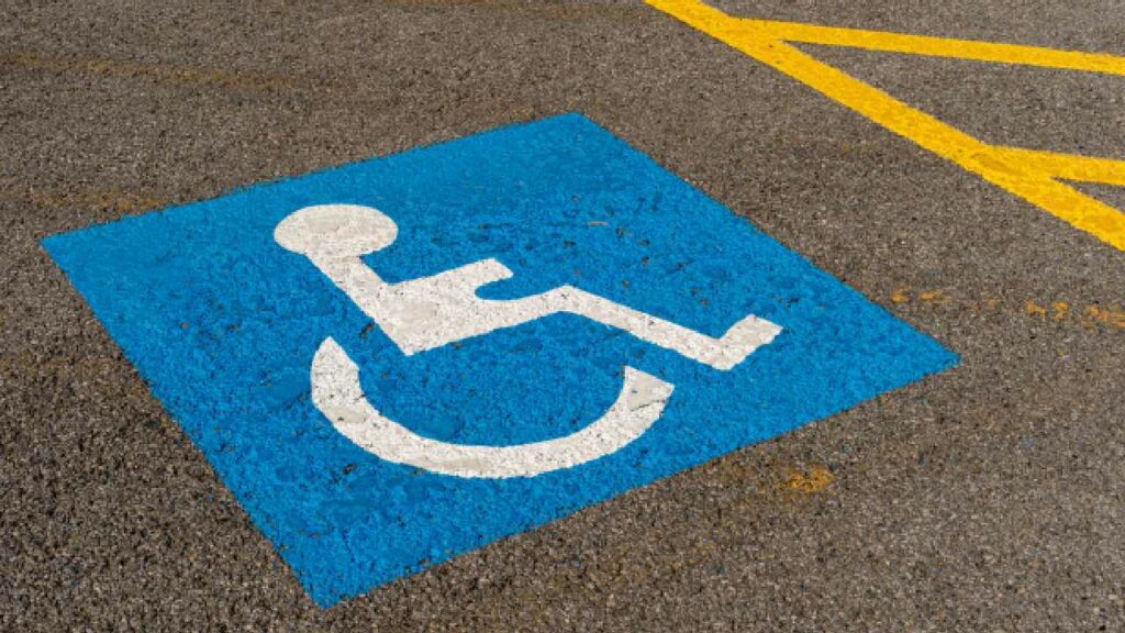 A disabled parking space